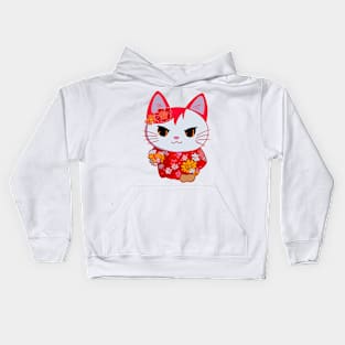 Feline In A Kimono Kids Hoodie